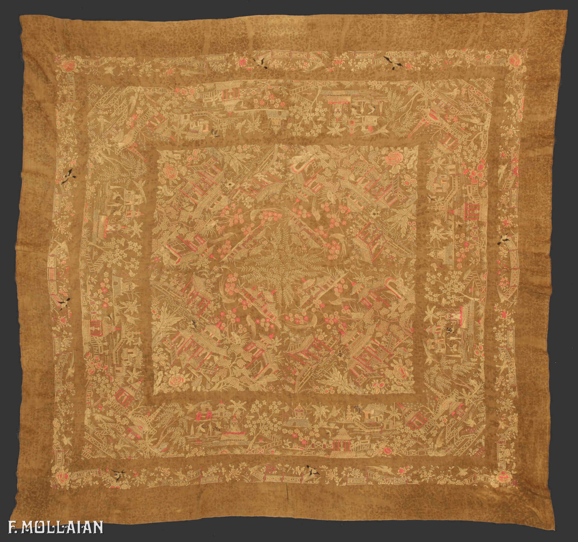 Semi Antique Silk & Metal Chines Textile n°:97484586